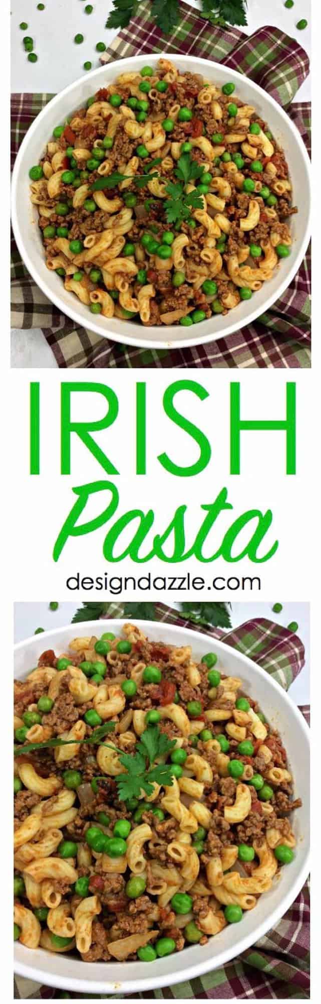 This Perfect Irish Pasta recipe is colorful, delicious, and a great way to celebrate St. Patricks day with your family! So try something new and make this delicious Irish Pasta recipe! | Design Dazzle