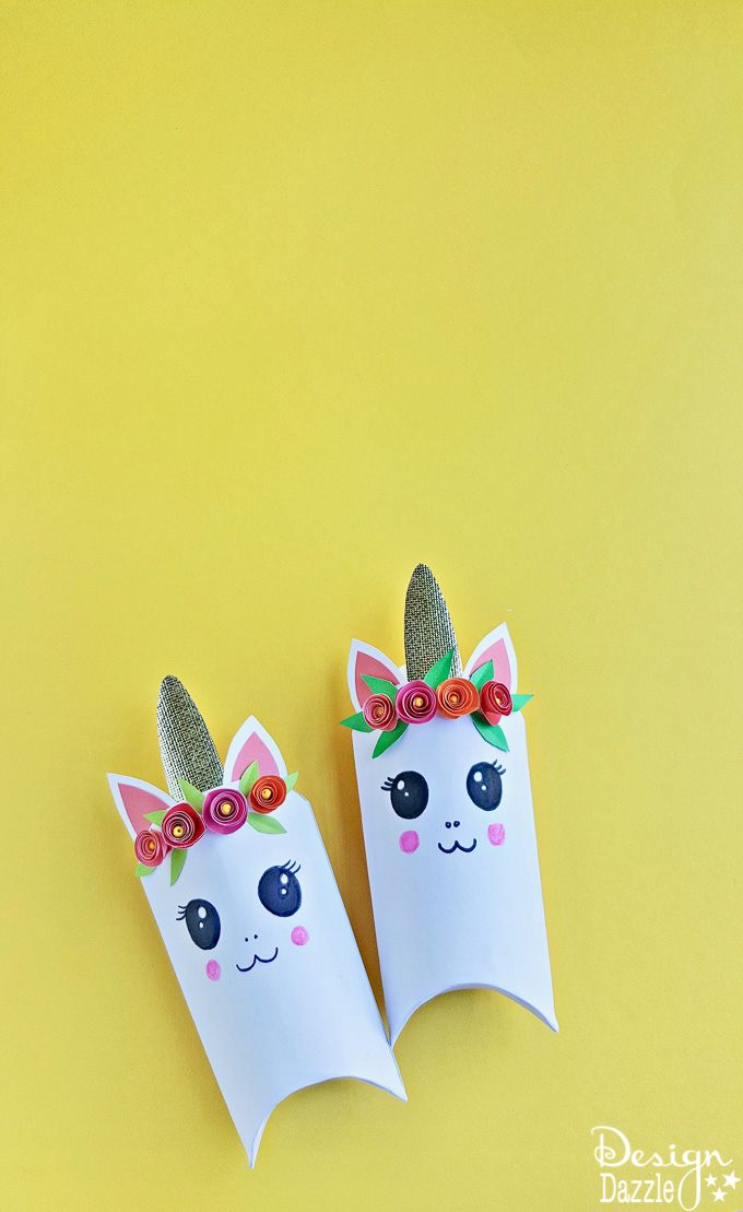 Unicorns are all the rage these days! Here is an adorable unicorn favor box and free template that will bring magic to every party | Design Dazzle