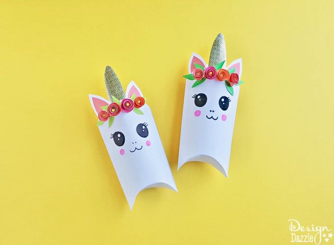 Unicorns are all the rage these days! Here is an adorable unicorn favor box and free template that will bring magic to every party | Design Dazzle