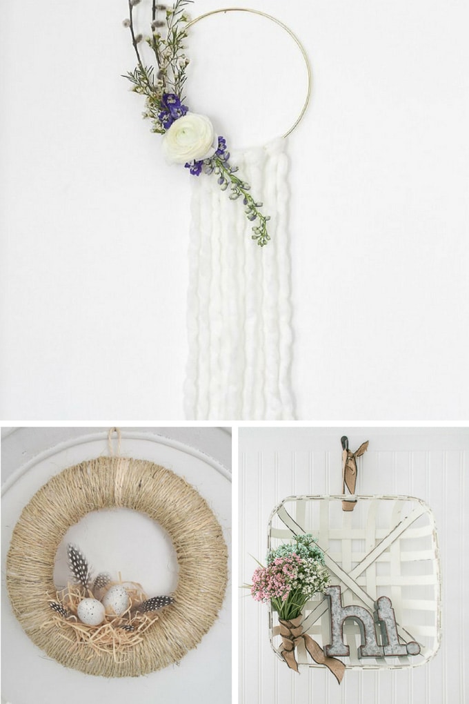 From an adorable umbrella wreath or a wagon wheel wreath, we've got it all! Scroll down to find a plethora of gorgeous spring wreaths. | Design Dazzle