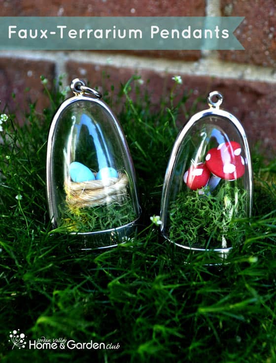 Learn how to make fun and super cute faux terrarium pendants! Great for indoor and outdoor decor! - Design Dazzle