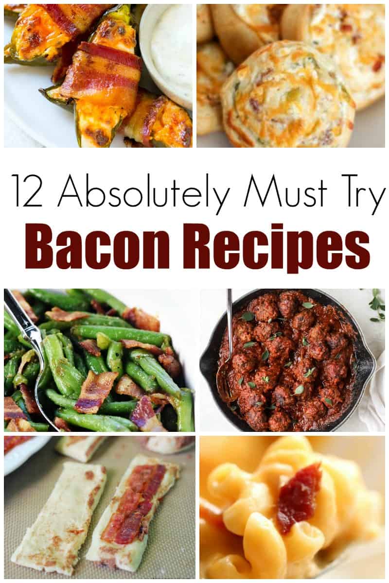 Bacon!  What’s not to love about bacon?  Here we have a list of 12 absolutely must try bacon recipes! - Design Dazzle