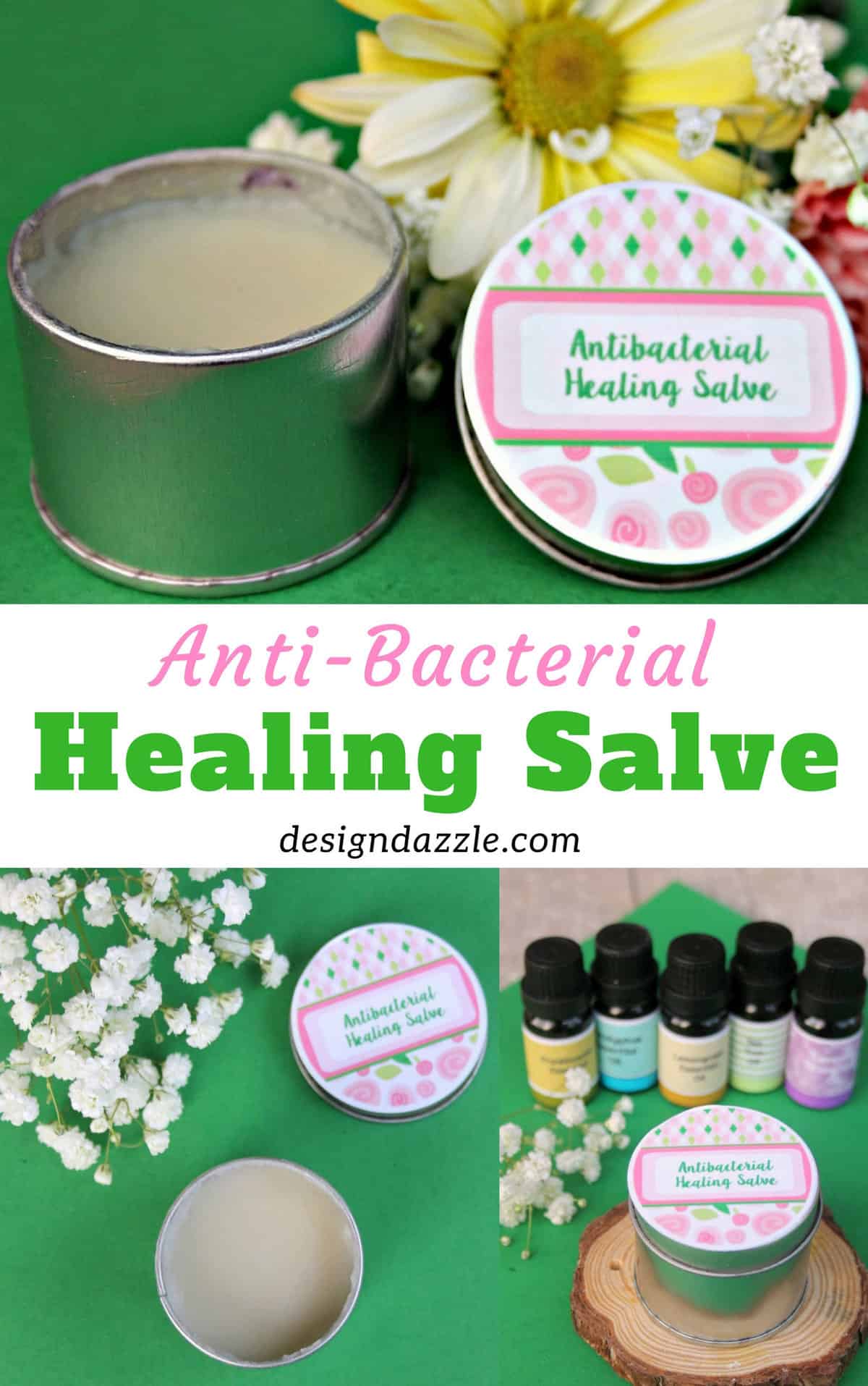 You will love this healing essential oils salve! It's so easy to make and so amazing. It helps soothe and heal minor cuts, bruises, and burns.