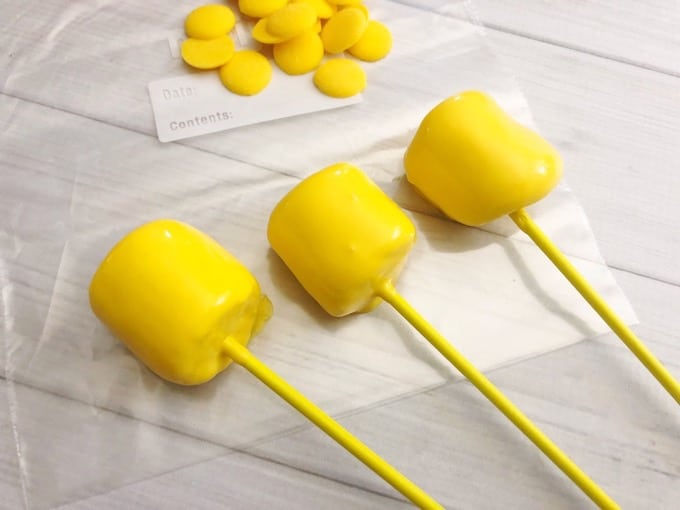 Make these pooh bear marshmallow pops in minutes! So easy and quick to make and super fun too! The kids will definitely enjoy making AND munching on them! - Design Dazzle