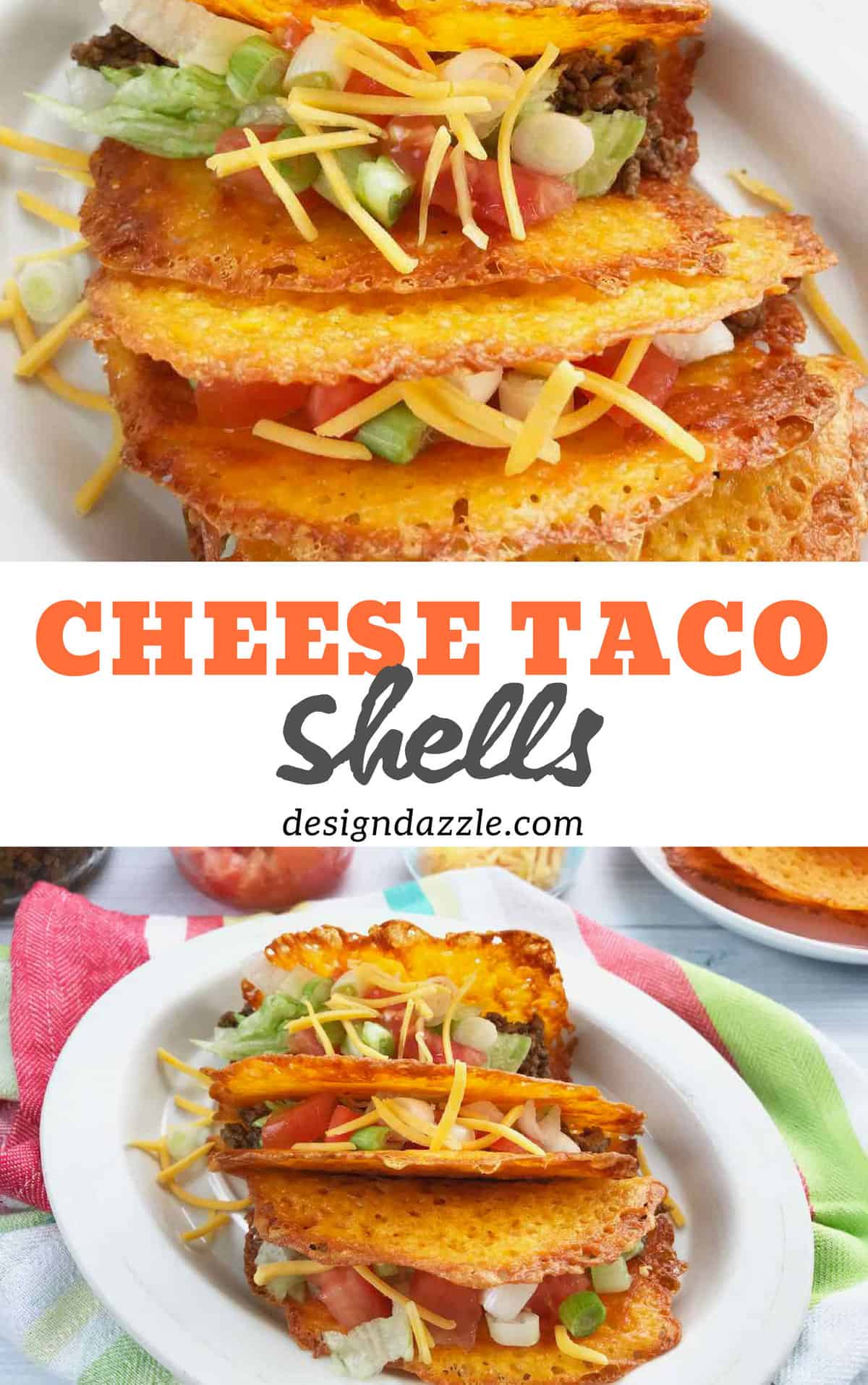 These cheese taco shells are a unique way to serve something with a Mexican feel. The creative twist of using cheese for making the taco is the fun part! - Design Dazzle