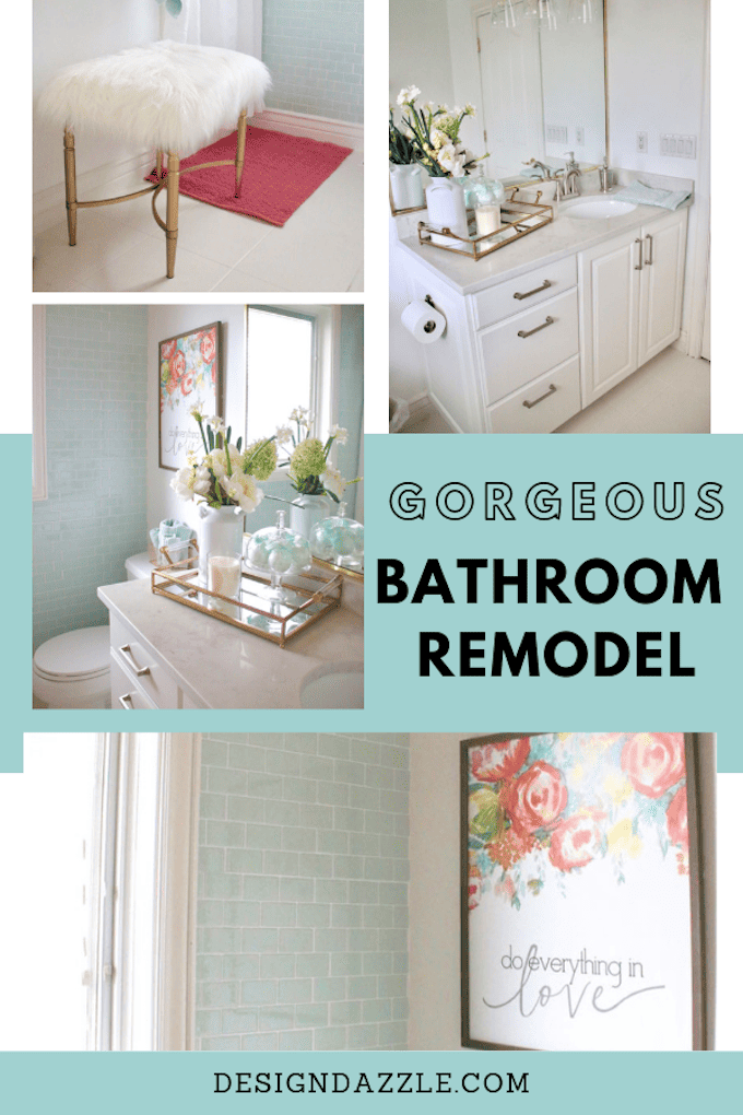 Unique DIY bathroom remodel ideas! Check out the gorgeous small tiles. #bathroomdecor #bathroomideas #bathroomrenovations || Design Dazzle
