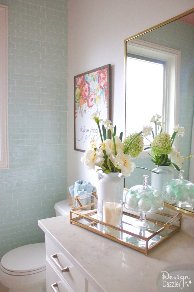 Tiling doesn't have to be difficult! As part of my bathroom remodel I'm showing you how I used Tic Tac Tiles to make my tiling process easy peasy! | Design Dazzle