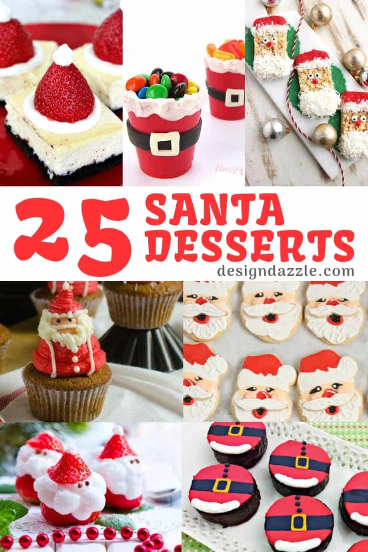 25 Santa Treats and Desserts are perfect for your next Christmas Party! These recipe ideas are easy and delicious! #christmas #christmastreats #christmasdesserts || Design Dazzle