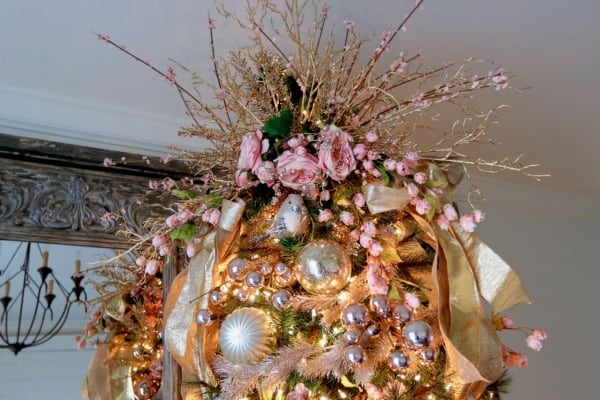 Pink Florals And Gold Metallics Christmas Tree - Dream Tree Challenge | Toni Roberts Design Dazzle