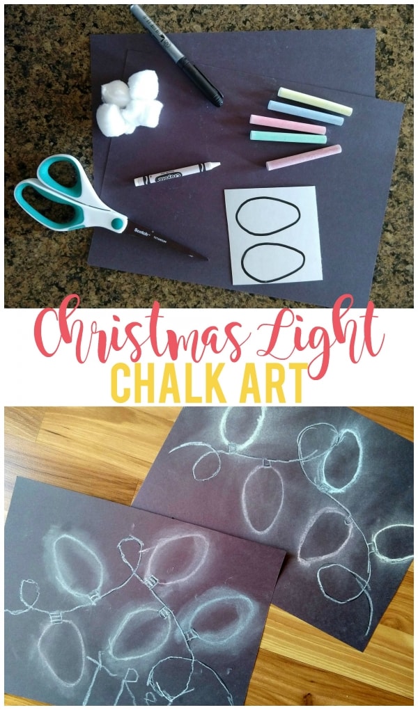 Christmas light chalk art is a fun and easy craft to do during the holidays. Great for kids of all ages!