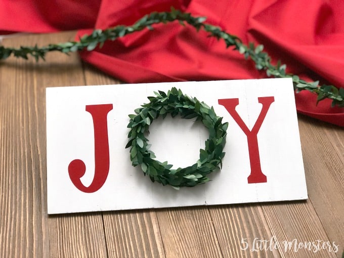 This little Joy wreath sign is a really quick and easy project and a cute addition to your holiday decor.