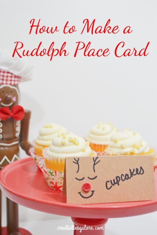 Are you planning a holiday party soon? If so, I have the perfect detail to add and it is so easy to make. It is a Rudolph place card for food or names.