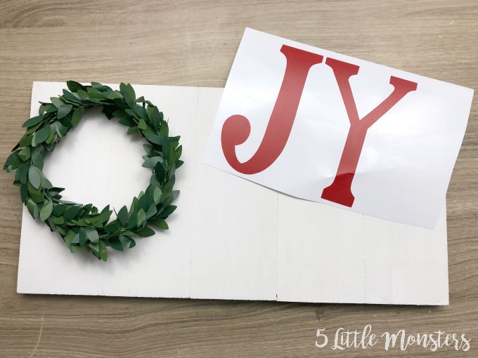 This little Joy wreath sign is a really quick and easy project and a cute addition to your holiday decor.