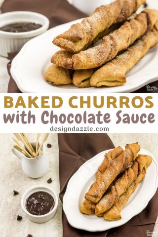 Baked churros with chocolate sauce
