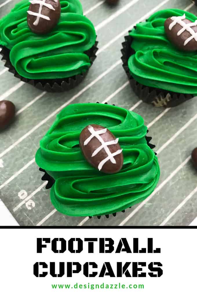 These are definitely the easiest football cupcakes you will ever make. They are also absolutely delicious, perfect for your super bowl party! #football #superbowlparty | Design Dazzle