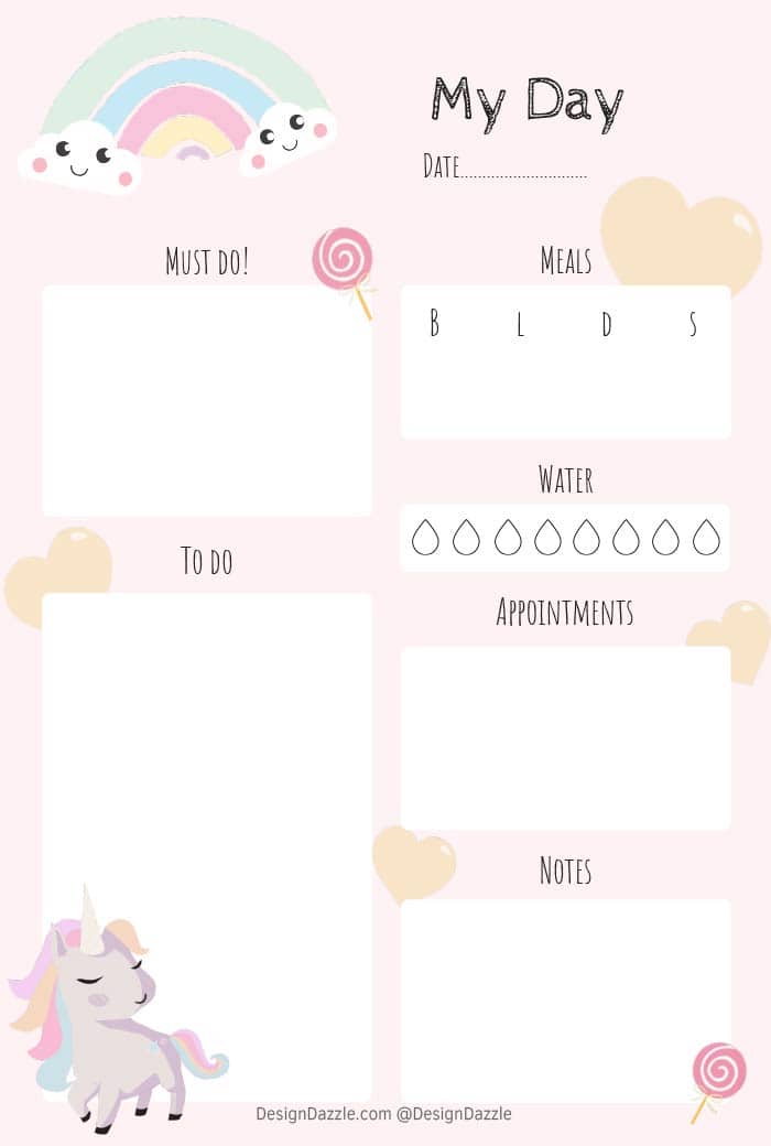 unicorn planner free printable design dazzle