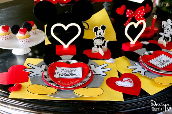 Whether you are planning a party for kids or adults, this Mickey and Minnie Valentine's Day Celebration is adorable and loads of fun! | Design Dazzle