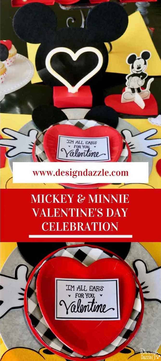 Whether you are planning a party for kids or adults, this Mickey and Minnie Valentine's Day Celebration is adorable and loads of fun! | Design Dazzle