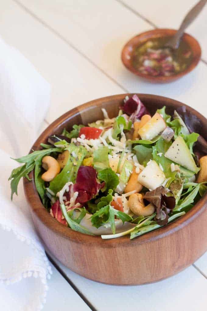 This apple pear spring salad will definitely bring joy to your day! It's fresh, healthy, and delicious! It's simple but has lots of elements you'll love! - Design Dazzle