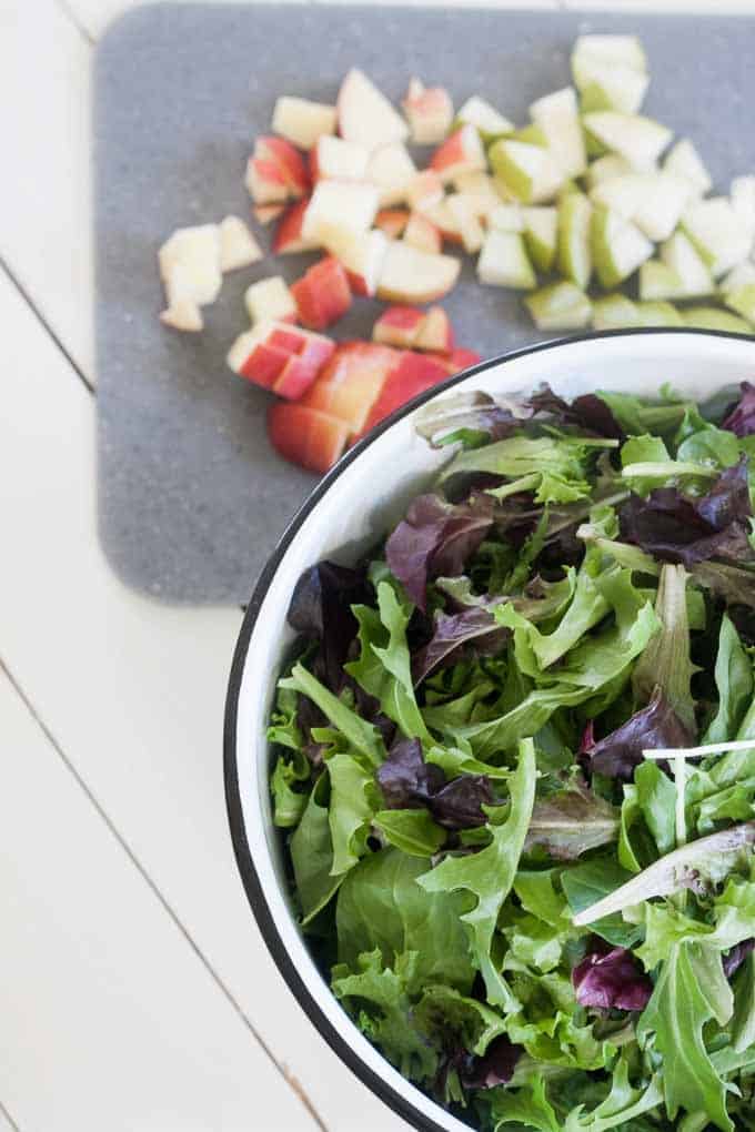 This apple pear spring salad will definitely bring joy to your day! It's fresh, healthy, and delicious! It's simple but has lots of elements you'll love! - Design Dazzle