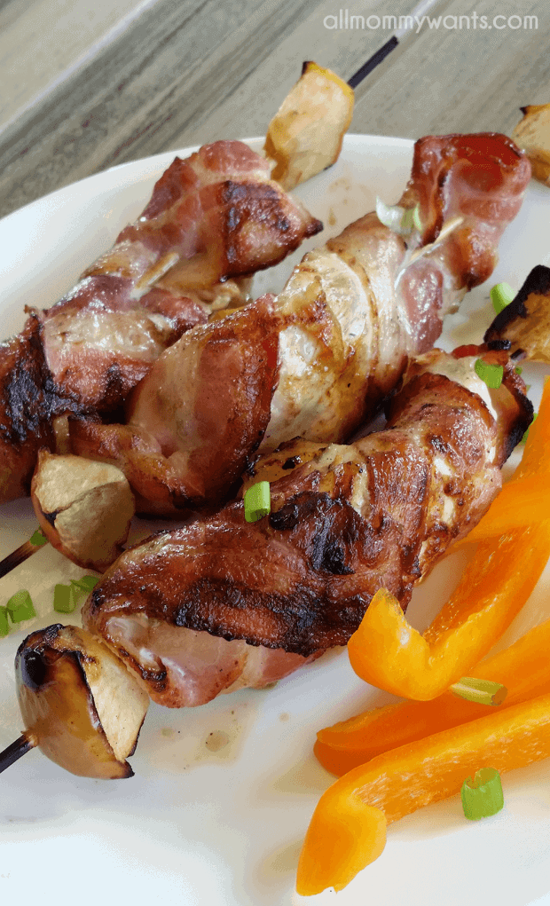 Bacon apple chicken skewers