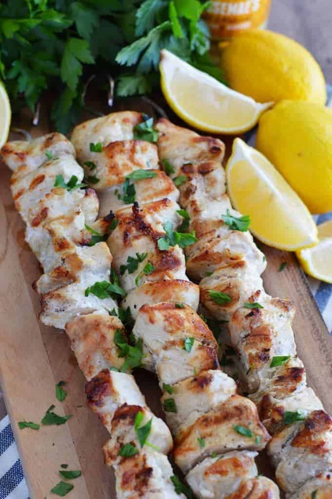 Lemon gar oc chicken skewers