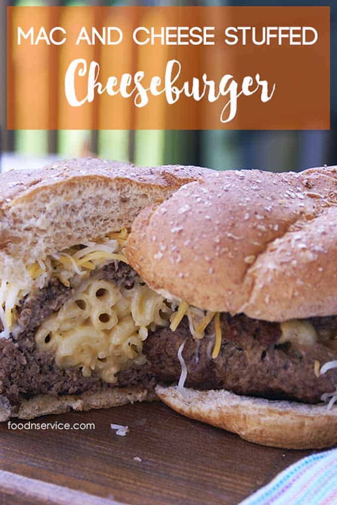 Mac and cheese stuffed cheeseburger