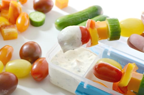 Veggie skewers with ranch