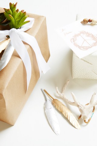 bohemian style gift wrapping for Chrsitmas
