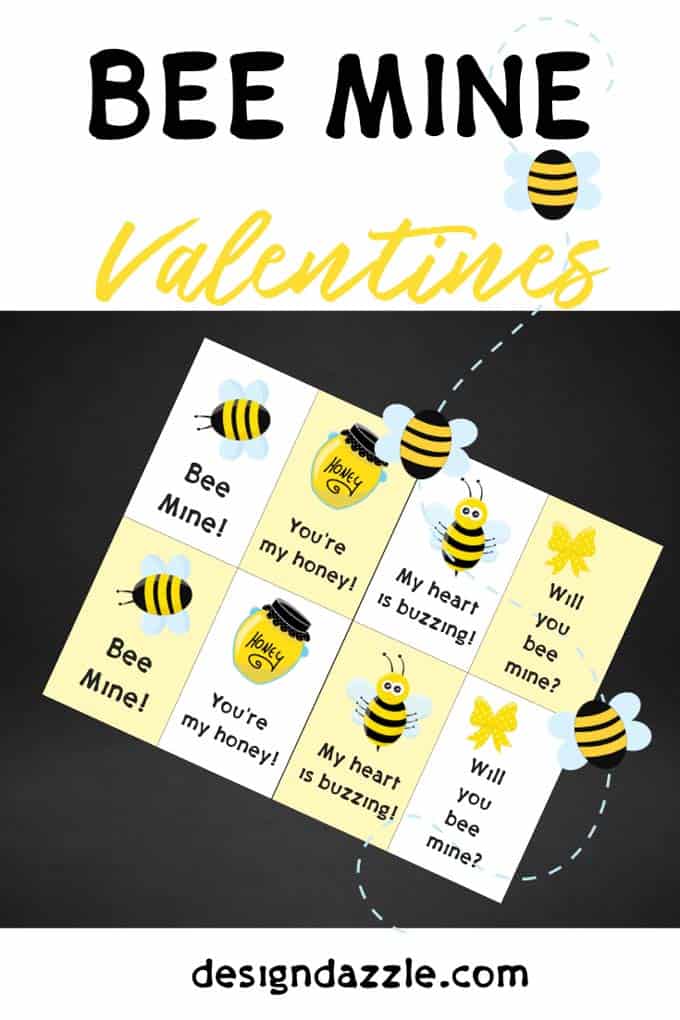 Bee Valentine Cards Kids Valentines Cards Valentines Day Cards for Kids  Printable Valentine Card for School instant Download 