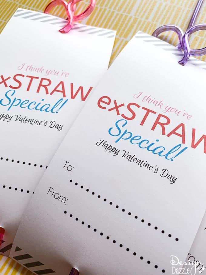 This I think you're exSTRAW speial post has an adorable non-candy valentine printable! Scroll down to download the free printable. Scroll down to download the free Valentine printable. | Design Dazzle