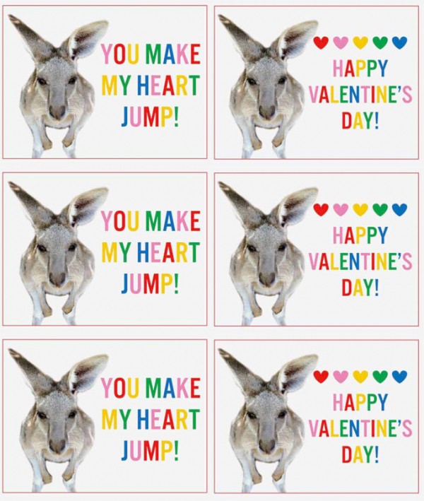 Kangaroo Valentine Free printable