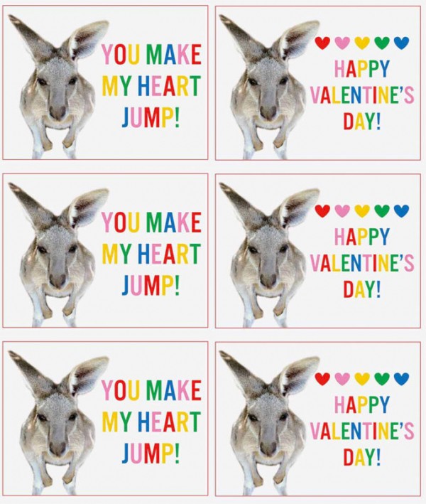 Kangaroo Valentine Free printable