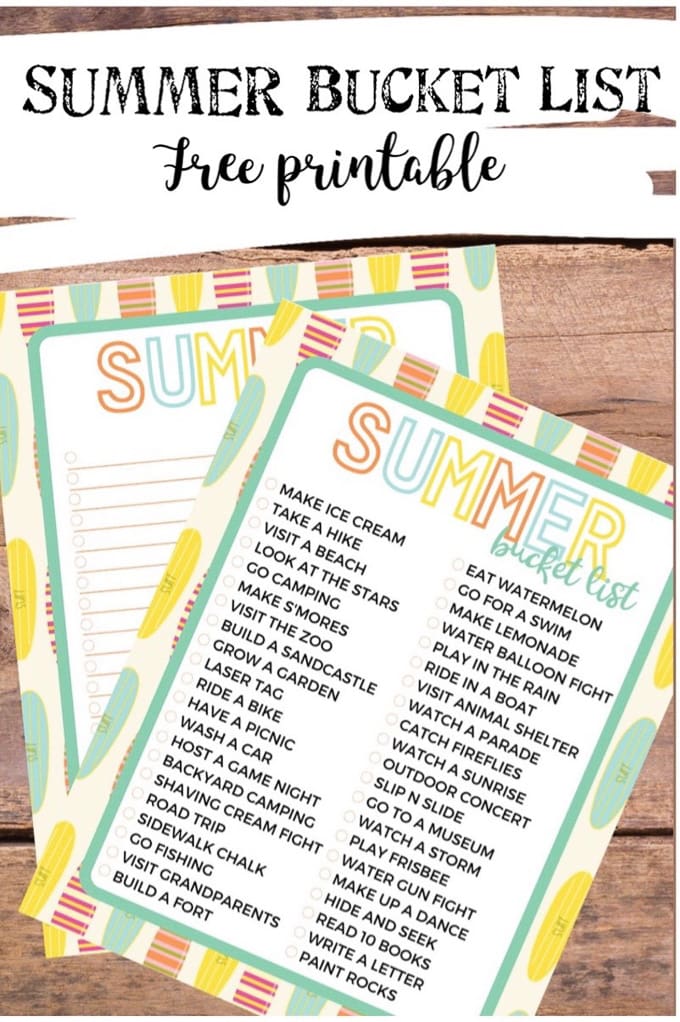 Summer Bucket List Free Printable Pdf