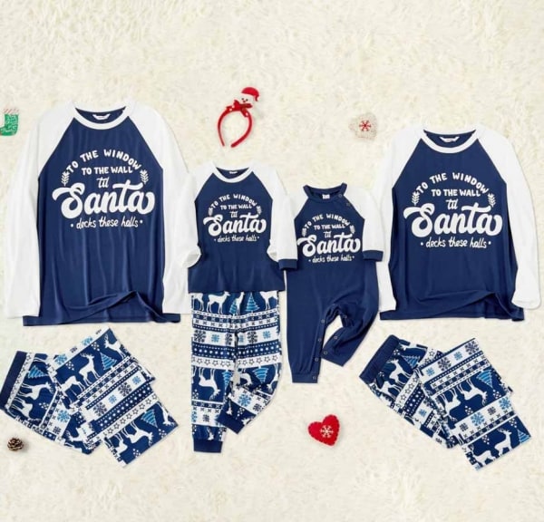 Blue and White Holiday PJ's