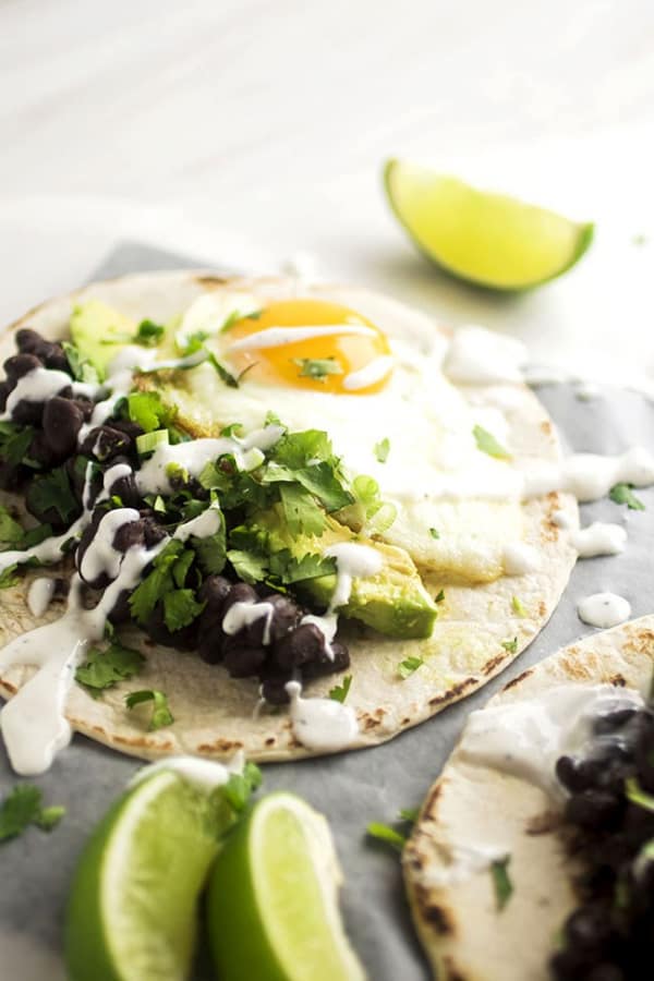 vegetarian black bean breakfast taco