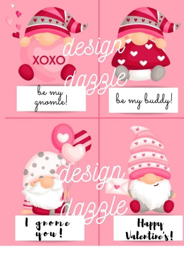 Gnome valentine pink watermark