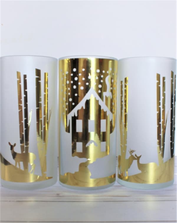 Gold Foil Cut Vinyl on Frosted Vases