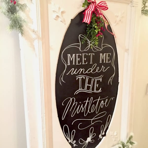 Repurpose old door into Christmas decor