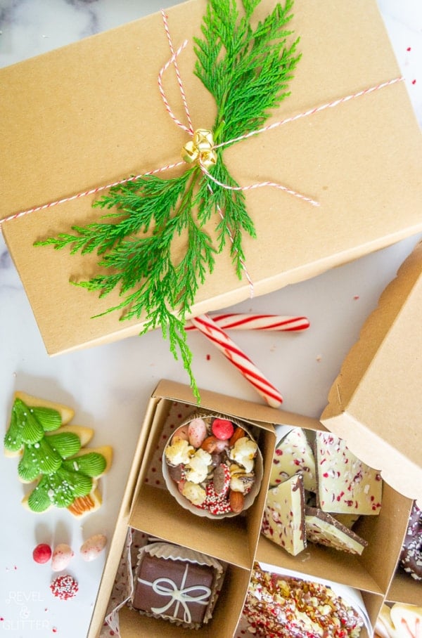 How to create a holiday cookie box with store-bought treats; gift topper
