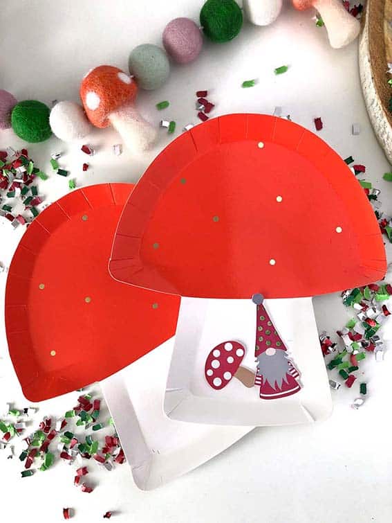 Mushroom plate with gnome confetti