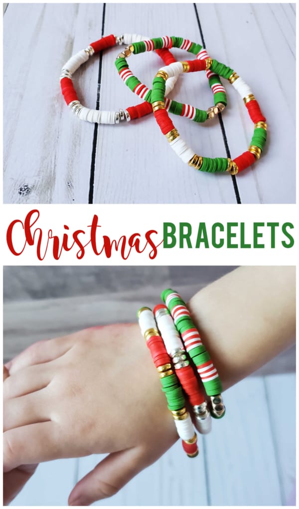These Christmas clay bracelets make great gifts for friends, family, coworkers and kids (as a stocking stuffer).  They are so quick and easy to make.