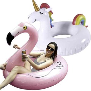 unicorn and flamingo floats