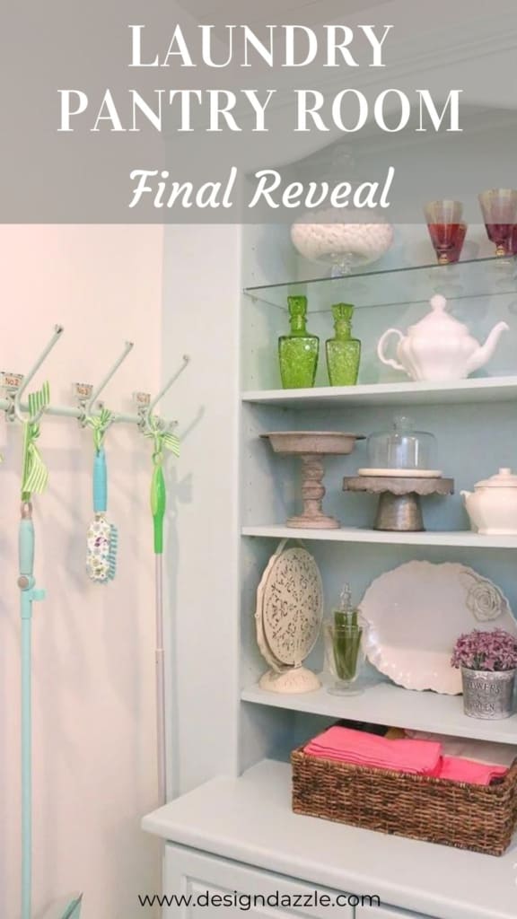 The Laundry Pantry Final Reveal is an amazing room that is functional, practical, and organized! Amazing ideas - painted floors, swing door, ironing board drawer and cabinet pullouts.
