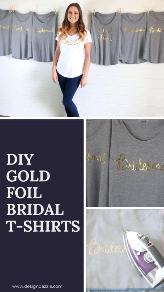 Your engaged daughter wants gold foil bridal shirts.You say-you've got the perfect machine to cut these out with! DIY Gold Foil Bridal T-Shirts using Cricut