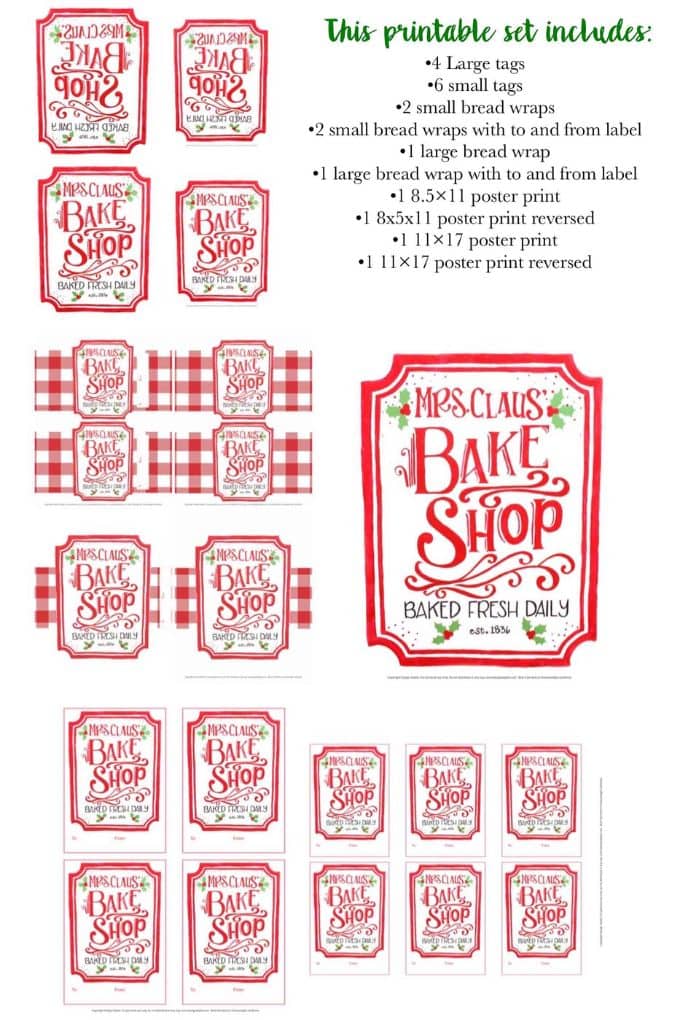Mrs. Claus bake shop printables help make baked goodies extra cute!