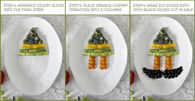 Steps to create a Buddy the Elf Veggie Tray