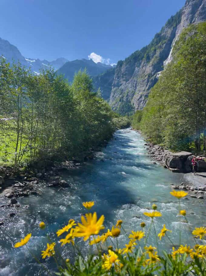 Lauterbrunnen Valley river complete with flower boxes