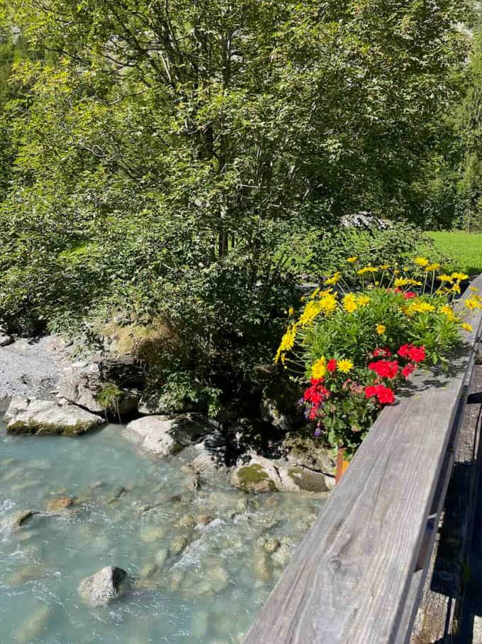 Views along the river complete with flower boxes in Lauterbrunnen