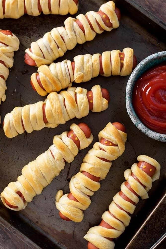 Halloween Hot Dog Mummies